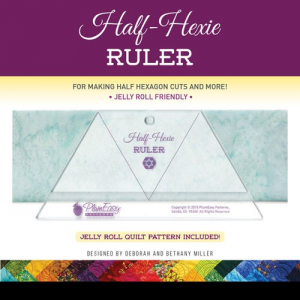 PlumEasy Half-Hexie Ruler - For Making Half Hexagon cuts and more! Jelly Roll Friendly